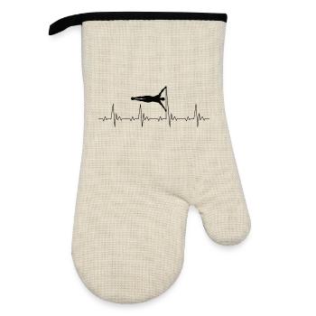 Calisthenics Human Flag Heartbeat Frequency Pulse - Oven glove with rubber coating - linen/black  - Front