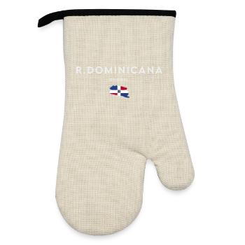 Drapeau de la République dominicaine - Gant de cuisine avec revêtement en caoutchouc - lin/noir  - Devant