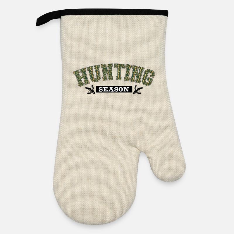 Jagdsaison-Tarntext - Ofenhandschuh mit Gummibeschichtung - Leinen/Schwarz 
