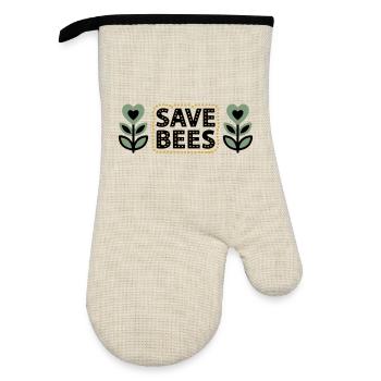 Sauver les abeilles Fleurs Conservation Apiculteur - Gant de cuisine avec revêtement en caoutchouc - lin/noir  - Devant