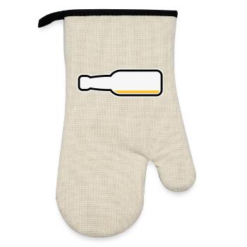 Bouteille de bière vide (Symbole bière bière / 3C) - Gant de cuisine avec revêtement en caoutchouc - lin/noir  - Devant
