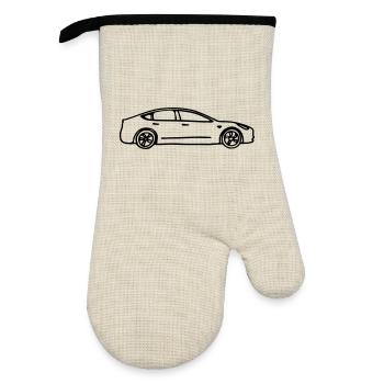 Model 3 gezeichnet - Ofenhandschuh mit Gummibeschichtung - Leinen/Schwarz  - Vorne