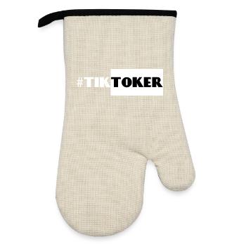 #Tiktoker - Oven glove with rubber coating - linen/black  - Front