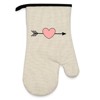 Pink Heart Arrow Hearts Gift Valentine's Day - Oven glove with rubber coating - linen/black  - Front
