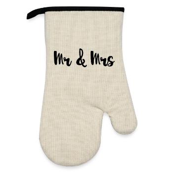 Mr & Mrs Design für Hochzeiten - Ofenhandschuh mit Gummibeschichtung - Leinen/Schwarz  - Vorne