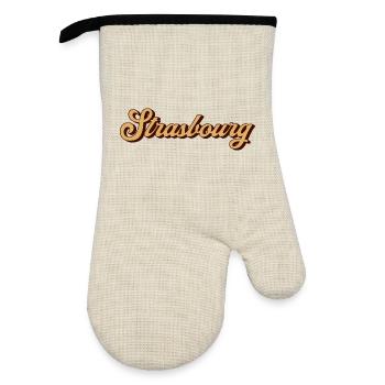 Vintage Strasbourg France - Oven glove with rubber coating - linen/black  - Front