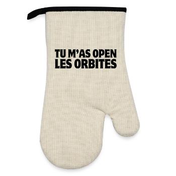 Open your eyes, tell the truth - Oven glove with rubber coating - linen/black  - Front