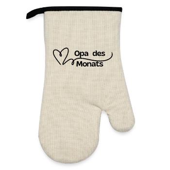 Grandpa of the Month Heart - Oven glove with rubber coating - linen/black  - Front