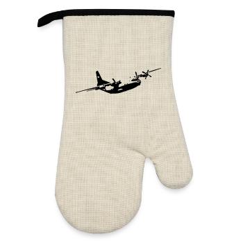 An-12 - Oven glove with rubber coating - linen/black  - Front