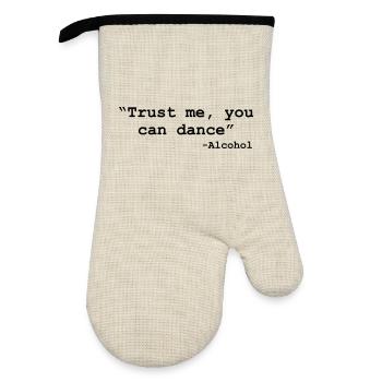 Trust me you can dance - Alcohol - Oven glove with rubber coating - linen/black  - Front