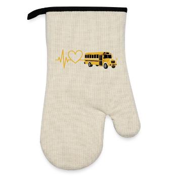 Herzbus: Love on Wheels - Oven glove with rubber coating - linen/black  - Front