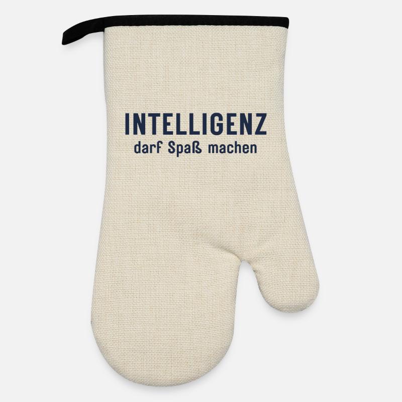 Intelligenz darf Spaß machen Statement Design - Ofenhandschuh mit Gummibeschichtung - Leinen/Schwarz 