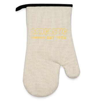 1952 - Oven glove with rubber coating - linen/black  - Front