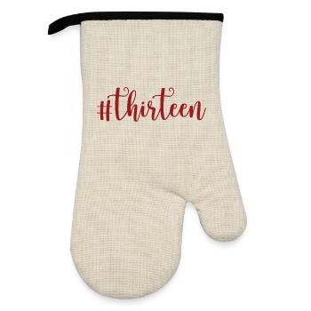 Thirteen 13 Lucky Number 13th Birthday Thirteen - Oven glove with rubber coating - linen/black  - Front