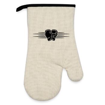 Boxing Gloves Icon Logo - Oven glove with rubber coating - linen/black  - Front