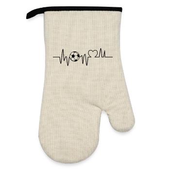 Soccer Heartbeat Soccer Soccer Soccer - Oven glove with rubber coating - linen/black  - Front