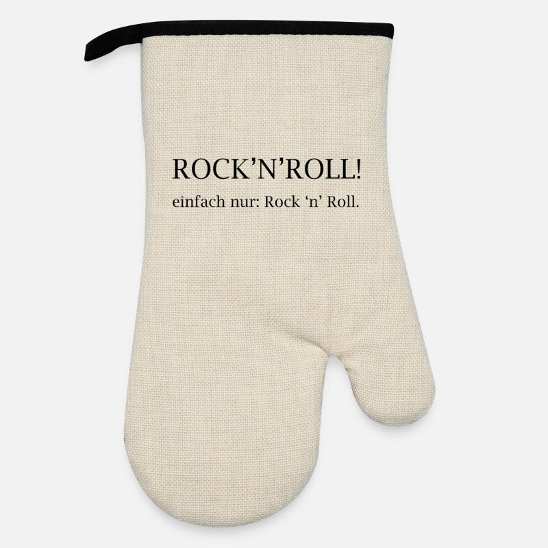 Rock'n'Roll! just rock 'n' roll. - Oven glove with rubber coating - linen/black