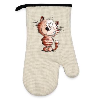 Little Naughty Cat I Cat Motif Comic Gift - Oven glove with rubber coating - linen/black  - Front