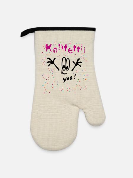 Konfetti Karneval Comic - Ofenhandschuh mit Gummibeschichtung - Leinen/Schwarz 