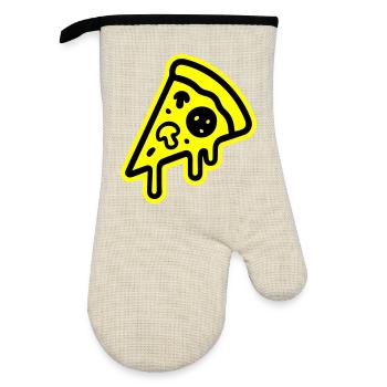 Pizza icon - Oven glove with rubber coating - linen/black  - Front
