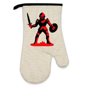 Roter Ritter - Ofenhandschuh mit Gummibeschichtung - Leinen/Schwarz  - Vorne