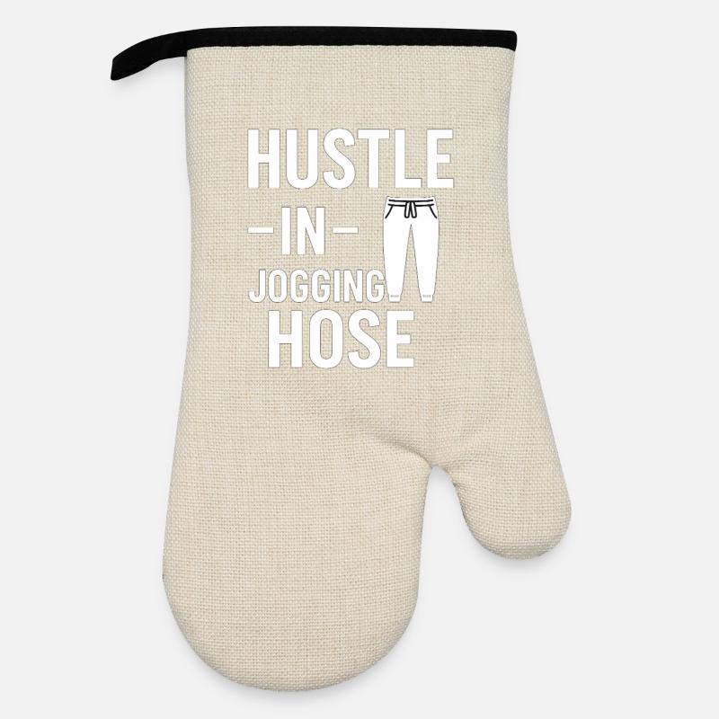 Hustle in sweatpants - Oven glove with rubber coating - linen/black 