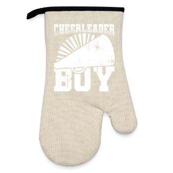 Cheerleader Boy - Oven glove with rubber coating - linen/black  - Front