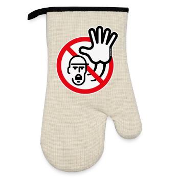 Warnzeichen / Warnung / Verbot (Symbol / 3C) - Ofenhandschuh mit Gummibeschichtung - Leinen/Schwarz  - Vorne