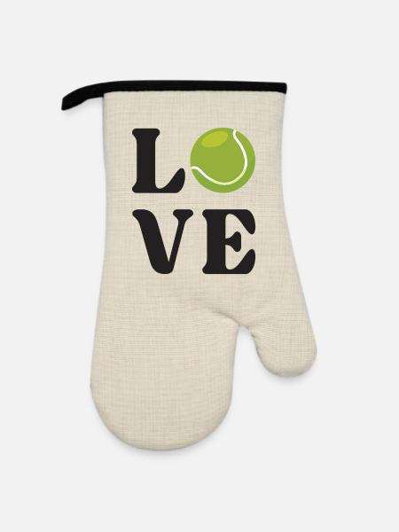 Tennisliebhaber - Ofenhandschuh mit Gummibeschichtung - Leinen/Schwarz