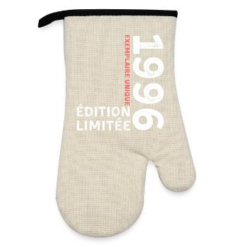 1996 vintage typographic style - Oven glove with rubber coating - linen/black  - Front