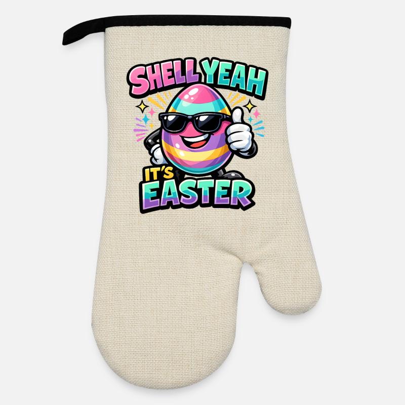 Shell Yeah It's Easter Ostern Spruch Hell yeah - Ofenhandschuh mit Gummibeschichtung - Leinen/Schwarz 