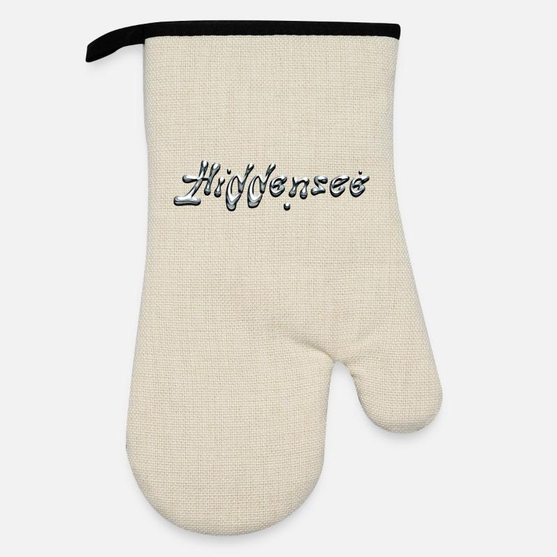 Hiddensee chrome lettering - Oven glove with rubber coating - linen/black