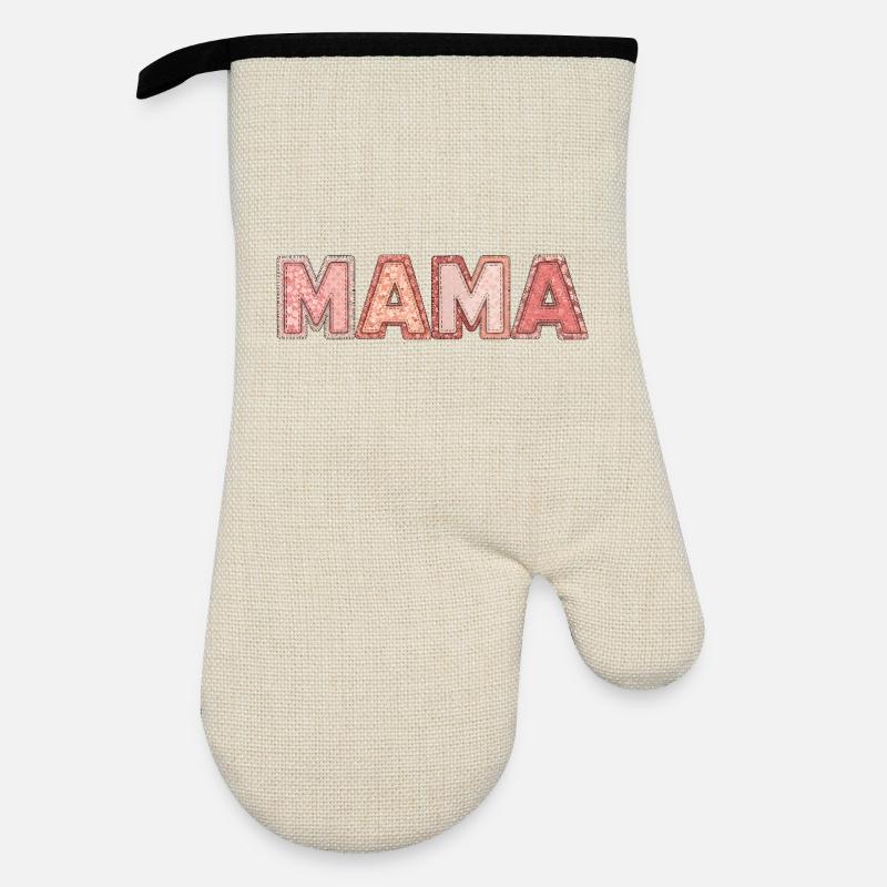 Mom Patchwork Shirt for Moms - Oven glove with rubber coating - linen/black 