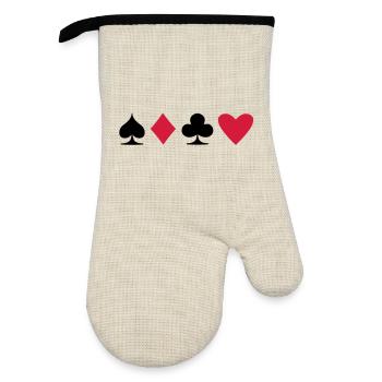 Poker Suit - Oven glove with rubber coating - linen/black  - Front