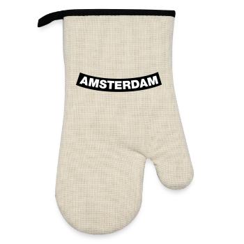Amsterdam Chapter Element (Bachelor Party MC Rocker Design) - Oven glove with rubber coating - linen/black  - Front