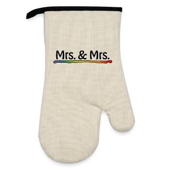 Mariage lesbien - Rainbow Mrs et Mrs - Gant de cuisine avec revêtement en caoutchouc - lin/noir  - Devant