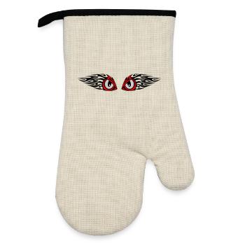tribal eyes - Ofenhandschuh mit Gummibeschichtung - Leinen/Schwarz  - Vorne