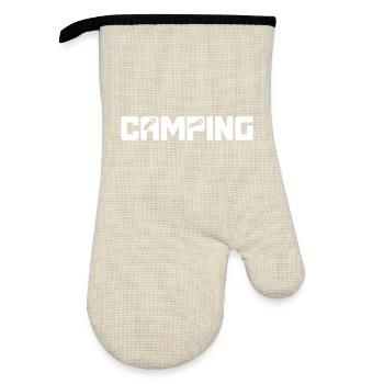 Camping Flip Flops Camper Holiday Outdoor Adventure - Oven glove with rubber coating - linen/black  - Front