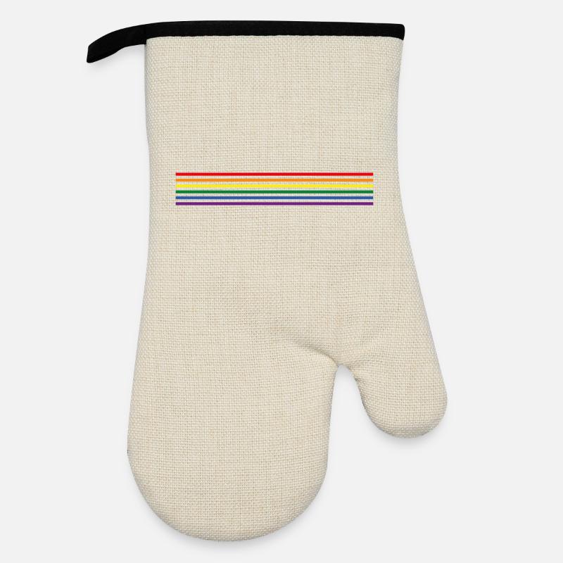 Rainbow-Flag (minimalistic) - Oven glove with rubber coating - linen/black