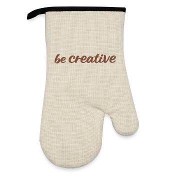 Be Creative Script Brown - Oven glove with rubber coating - linen/black  - Front