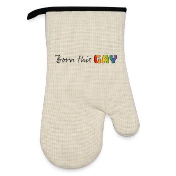 Rainbow born this gay - Oven glove with rubber coating - linen/black  - Front