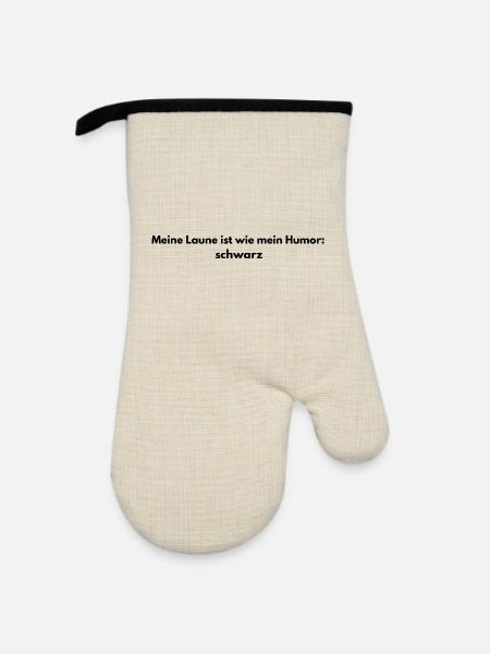 Schwarze Laune – Dunkler Humor - Ofenhandschuh mit Gummibeschichtung - Leinen/Schwarz