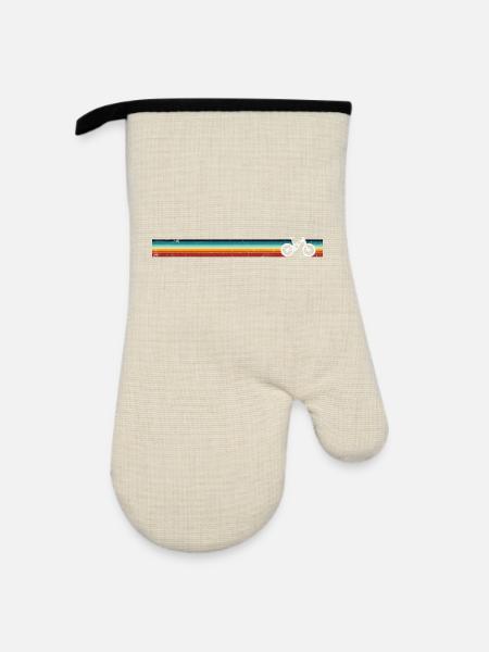Retro Fahrrad Stripe Palette - Ofenhandschuh mit Gummibeschichtung - Leinen/Schwarz 