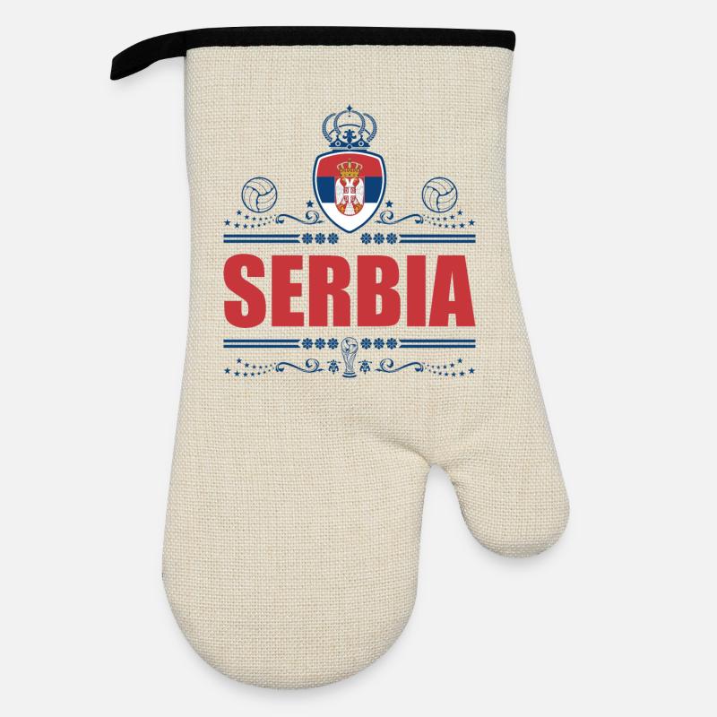 SERBIEN - Ofenhandschuh mit Gummibeschichtung - Leinen/Schwarz 
