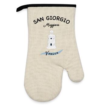 Phare de Venise, Île Majeure de San Giorgio - Gant de cuisine avec revêtement en caoutchouc - lin/noir  - Devant