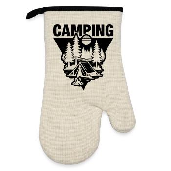 Camping sous tente Symbole de la nature - Gant de cuisine avec revêtement en caoutchouc - lin/noir  - Devant