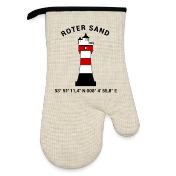 Leuchtturm Roter Sand - Maritim Nordsee Ostsee - Ofenhandschuh mit Gummibeschichtung - Leinen/Schwarz  - Vorne