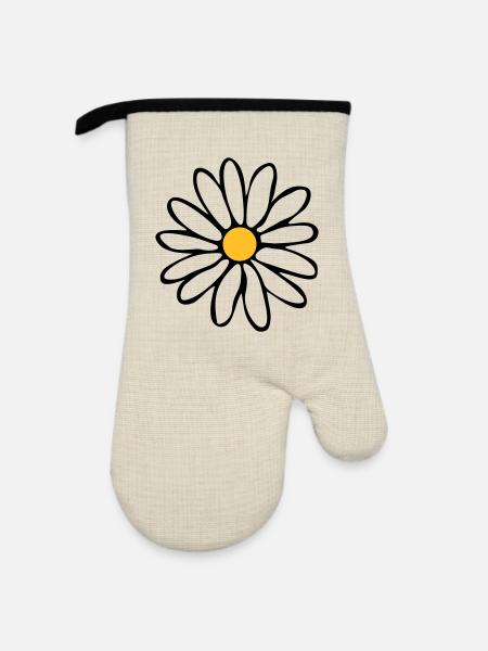 Margeriten - Ofenhandschuh mit Gummibeschichtung - Leinen/Schwarz 