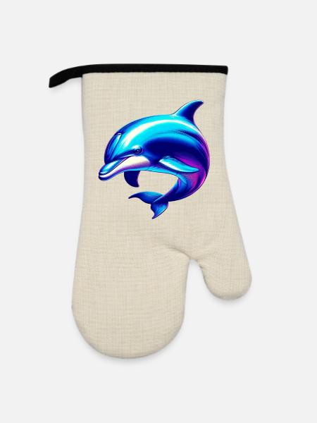 Delfin - Ofenhandschuh mit Gummibeschichtung - Leinen/Schwarz 