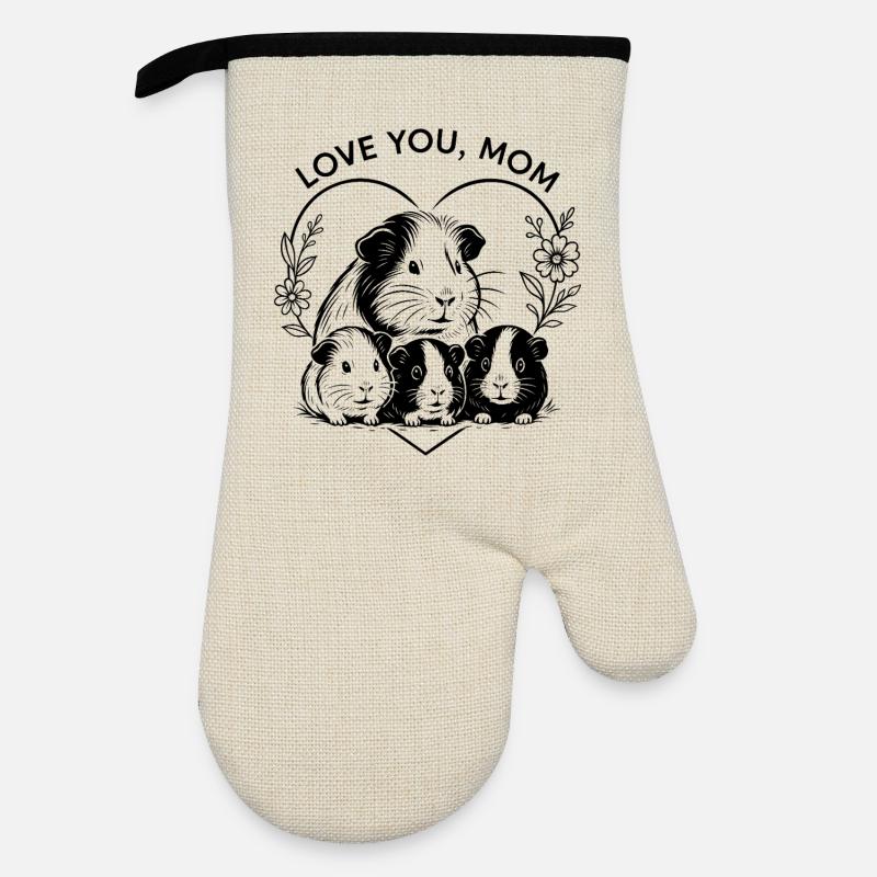 Cavy Mom Mother’s Day Giftidea - Oven glove with rubber coating - linen/black 